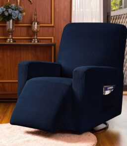 Subrtex Stretch 1-Piece Textured Grid Recliner Slipcover. Navy. Size: One Size