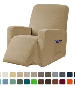 Subrtex Stretch 1-Piece Textured Grid Recliner Slipcover. Khaki. Size: One Size