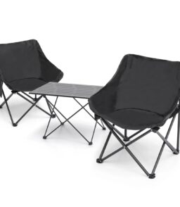 MADOG 3-Piece Folding Camping Table And Chairs Set. Black. Table 26.5 x 18.5 x 16.0 in. Chair 17.0 x 17.0 x 27.0 in