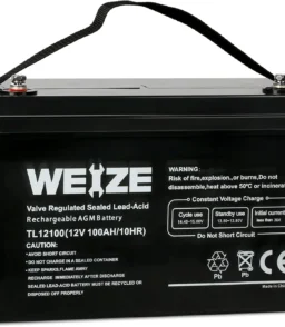 Deep Cycle AGM 12 Volt 100Ah Battery. Maintenance-Free. 3% Self-Discharge Rate. 1150A Max Discharge Current. Perfect for RV. Solar. Trolling Motor. Wind. Marine. Camping and Off-Grid System