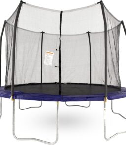 Round Trampoline With Enclosure And Spring Pad. 12-Foot. Blue