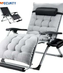 Oversized Zero Gravity Chair. VECUKTY Oversized XL Ergonomic Patio Recliner Folding Reclining Chair for Indoor and Outdoor. Gray
