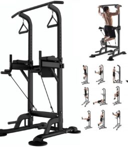Tappio Power Tower Dip Bar Station Pull Up Bar Stand With Backrest. 400lb Capacity