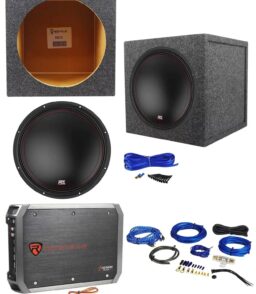 MTX 3512-04 12 in 500W Subwoofer Bundle With Rockville Sealed Enclosure. Amplifier And Wire Kit