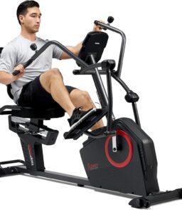 Sunny Health & Fitness Electromagnetic Recumbent Cross Trainer Elliptical Bike With Arm Exercisers - SF-RBE4886SMART