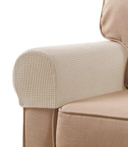 Subrtex Spandex Stretch Fabric Armrest Covers Anti-Slip Furniture Protector Sofa Armchair Slipcovers for Recliner Sofa Set of 2 with Free Twist Pins
