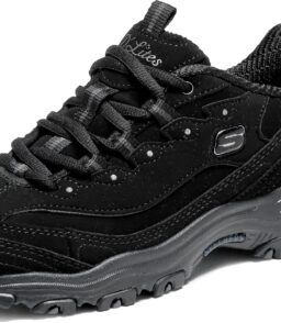 Skechers Women's D'Lites-Play On Memory Foam Lace-up Sneaker. Black/Black. 10 Wide | Fashion Sneakers