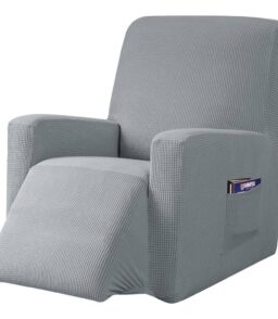 Subrtex Recliner Slipcover with Pockets Stretch Furniture Chair Cover. Light Gray (Back Width 24 inch-32 inch & Height 29 inch-36.5 inch)