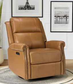 Kaietan Genuine Leather Power Rocking Recliner
