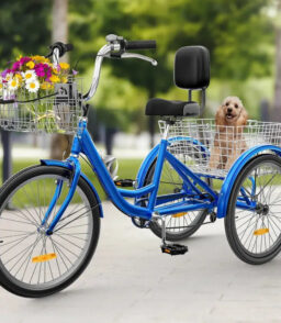26-Inch Adult Tricycle - 7-Speed Heavy-Duty 3-Wheeled Bicycle