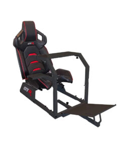 GTR Simulator GTA Racing Simulator Cockpit With Black Frame And Black/Red Pista Adjustable Leatherette Racing Seat - GTA-BLK-S107LBKRD