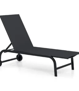 Tangkula Lounge Chair Outdoor 6-Position Recliner Metal Frame  Breathable Fabric (1/2)