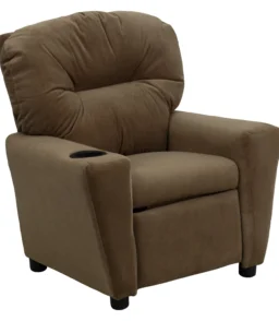Lancaster Home Contemporary Kids Recliner with Cup Holder Brown Microfiber