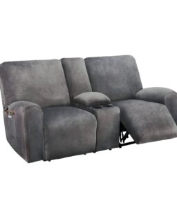 ULTICOR Reclining Loveseat with Middle Console Slipcover. 8-Piece Velvet Stretch Sofa Covers. 2 Seat Loveseat Recliner Cover. Th